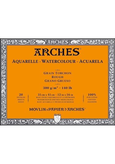 Arches Suluboya Blok - 31X41Cm - 300Gr. - 20 Yaprak - Kalın Doku