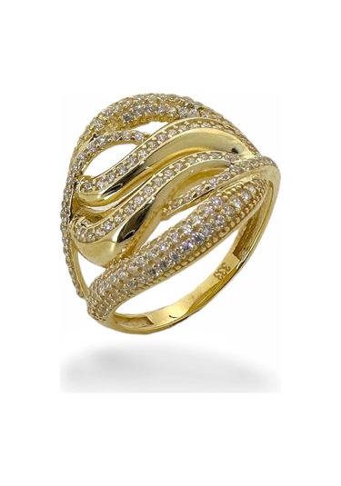 Magold  8 Ayar Altın Özel Tasarım Günlük Kullanışlı Yüzük