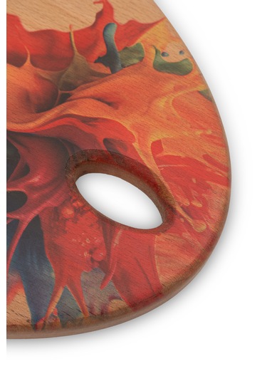 Yekpare Masif Ahşap Sunum Kesme Tahtası Desenli Kayın Medium 5