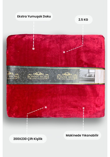 Warm Embrase Kırmızı Çift Kişilik Peluş Battaniye Kırmızı