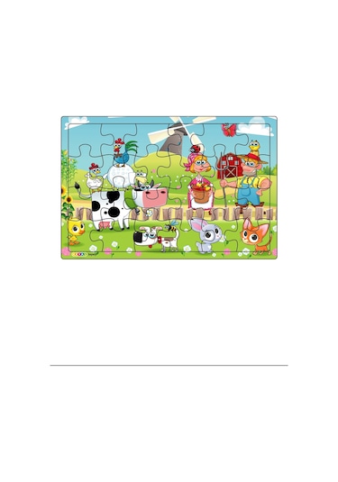 Yeni 4 Adet 24 Parçalı Ahşap Puzzle Yapboz Seti. Çiftliğim. Okya