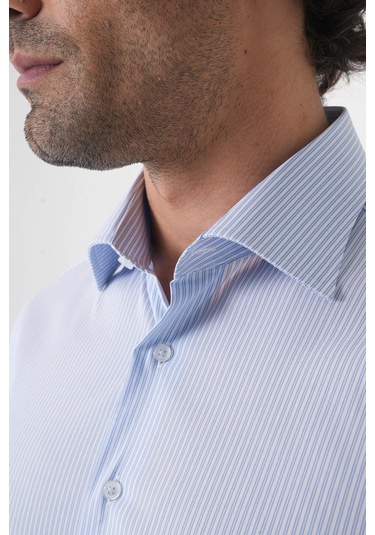 Bisse Açık Mavi Uzun Kol Klasik D Yaka Cepsiz Erkek Gömlek Gmkls250045 D33 Açik Mavi