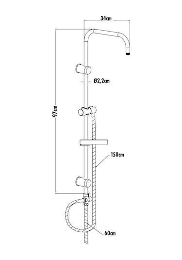 Creavit Sh630sm Tepe Duş Sistemi Kare Mat Siyah