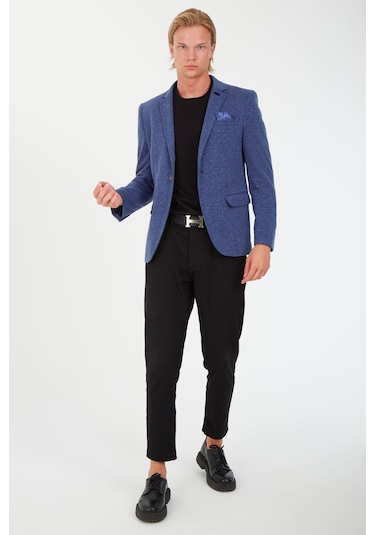 Sposo 5106 Dar Kalıp Yarım Astarlı Lacivert Erkek Blazer Ceket Lacivert