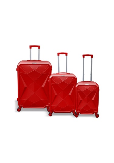 Coral High Diamond Abs Kırmızı 3'lü Valiz Seti 16620 Kırmızı