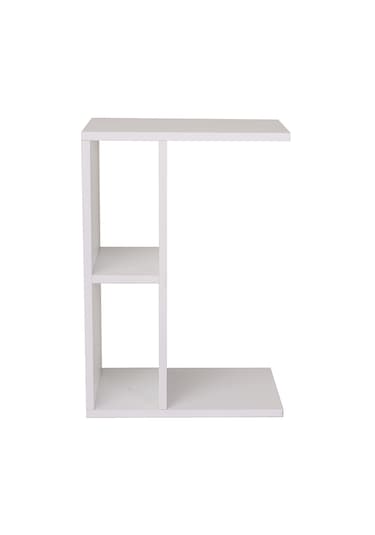 Raflı Yan Sehpa Koltuk Sehpası C Sehpa Zigon Sehpa Servis Sehpası Beyaz