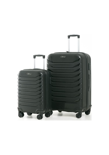 Yefa Pp Polipropilen Kırılmaz Büyük & Kabin Boy 2'li Valiz Seti Siyah