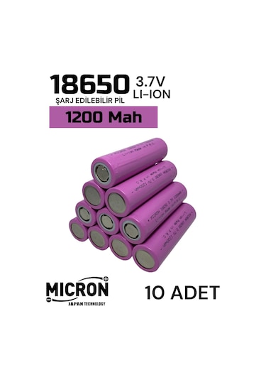 10 Adet 18650 Lityum Pil Batarya 1200 Mah Amper 3.7 V