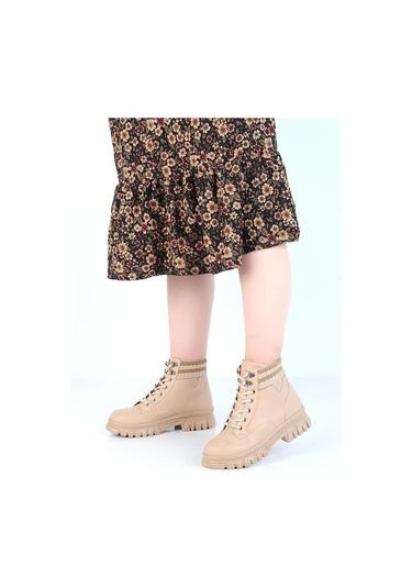M.p. 232-1427 Zn Kadın Bej Düz Bot-bej Bej