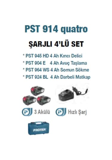 Proter PST 914 Quatro Şarjlı 4'lü Set