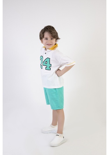 Erkek Çocuk Yakalı Gabardin Şortlu 2'li Takım 001