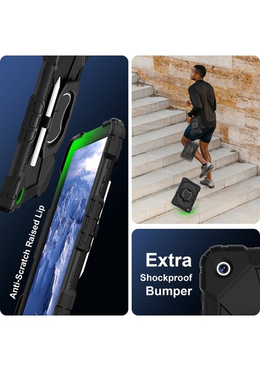 Cbtx Samsung Galaxy Uyumlu Tab A9+ Sağlam Kılıf Kolu Omuz Askılı Kickstand Tablet Kapağı