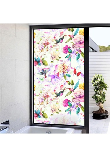 Suntek Çiçek Statik Streç Vitray Cam Filmi Gizlilik Buzlu 6
