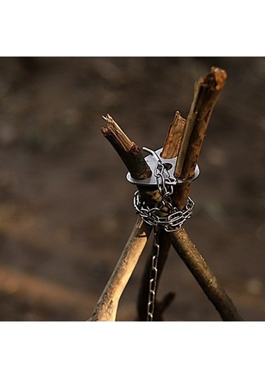 Bloomnest Açık Hava Kamp Piknik Rafı Tencere Braketi 3 Delikli Paslanmaz Çelik Odun Ateşi Üçgen Askısı Metalik, Küçük Boyutlu Tasarım Metalik