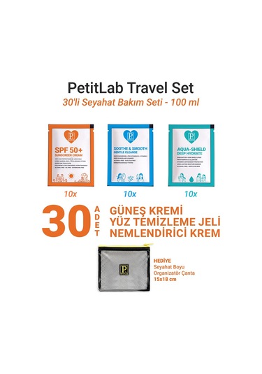 Petitlab Travel Set 30'lu Şase Bakım Seti Organizatör Çanta Hediyeli Şeffaf