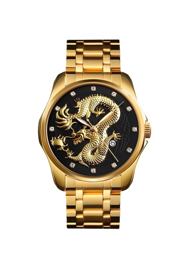 Sones Bınbond D001 3d İçi Boş Motosiklet Döner Tekerlekli Saat, Renk: Beyaz Çelik-yeşil