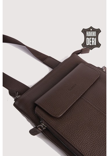Hakiki Deri Erkek Postacı Çantası Kahverengi Smr9279 Kahverengi
