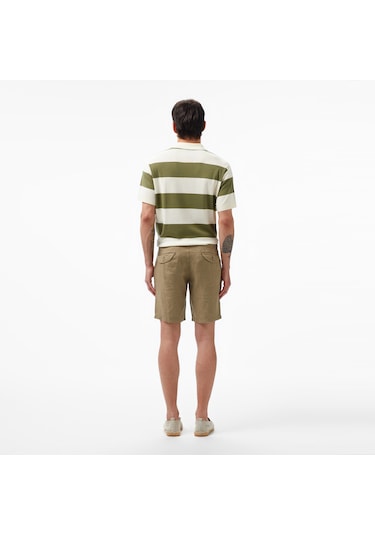 Nautica Erkek Yeşil Slim Fit Keten Şort 026 B35214t Yeşil