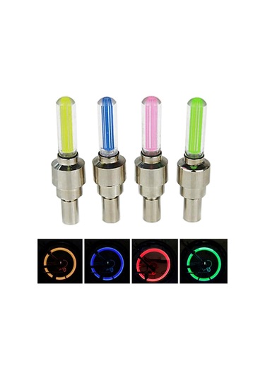 Dianziye Dış Etkinlikler İçin 4'lü Mavi Jant Feneri, Hafif Ve Dayanıklı Bisiklet Valf Lambası