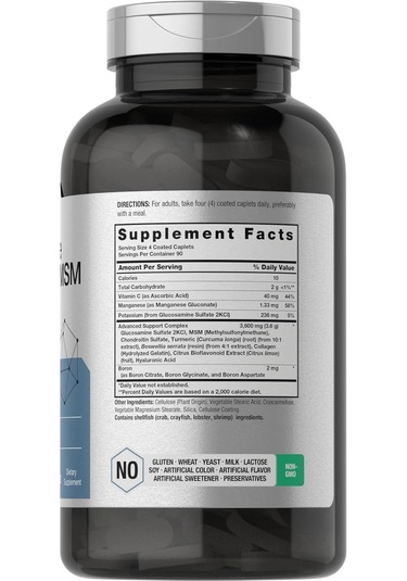 Horbäach Glucosamine Chondroitin Msm 3600 Mg 360 Caplets Advanced Formula With Turmeric Aromasız