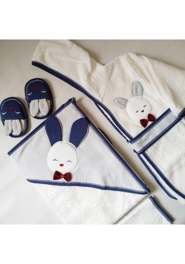 Gaye Bebe Erkek Bebek Tavşanlı Bornoz Seti