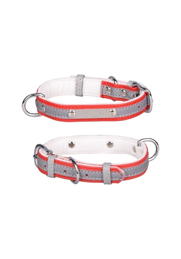 Cl181k Pet Yumuşak Yansıtmalı Tasma For M Velvet Bottom Red Kırmızı Pembe