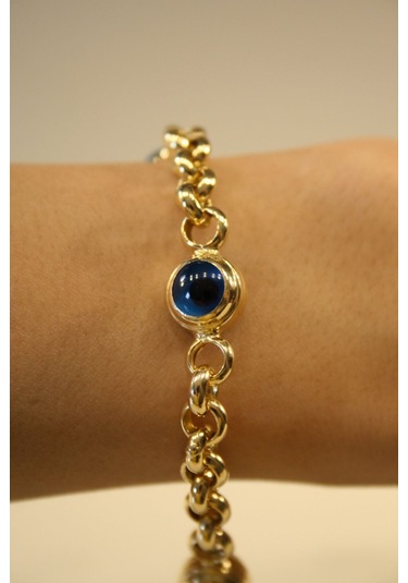 Yenigün Kuyumculuk 14 Ayar Altın Üç Nazar Boncuklu Kalın Zincirli Bileklik Tyc00350679981 Sarı Altın