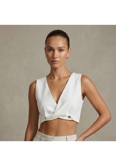 Vaura Z Burgulu Crop Top Beyaz