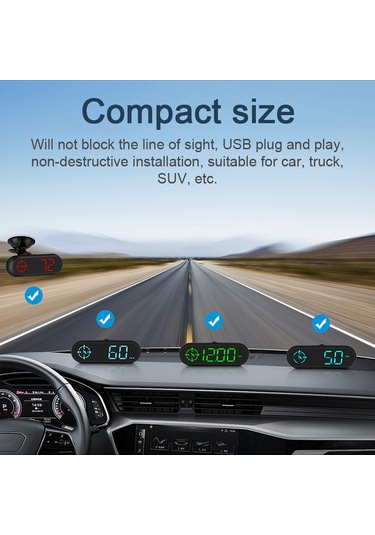 Jeehugo Siyah Araba Gps Hud Görüntüleyici - Led Ekranlı Hız Ölçer Ve Pusula Fonksiyonlu Araç Gösterge Paneli