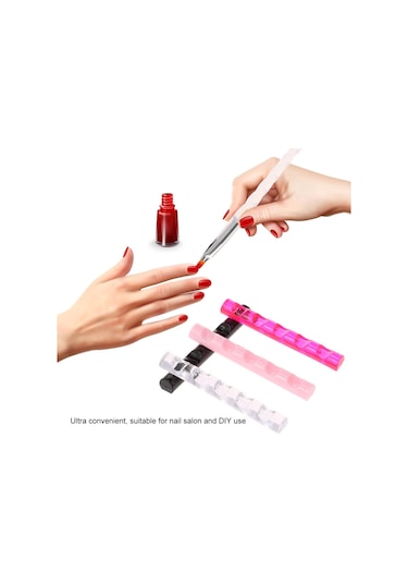 Hfambition 5 Bölmeli Akrilik Tırnak Fırça Rafı - Tırnak Sanatı Aletleri İçin Düzenleyici, Siyah