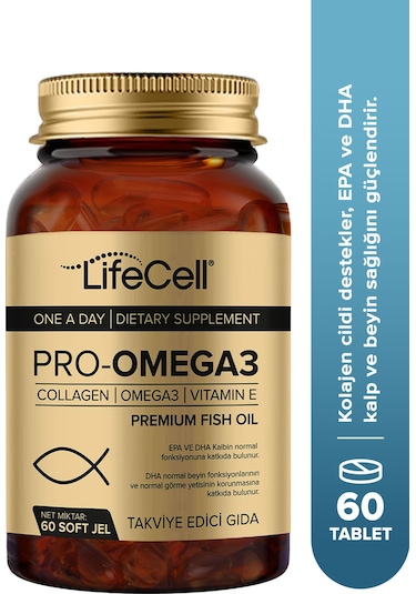 Lifecell Pro-Omega 3 Dha & Epa Kolajen ve Vitamin E İçeren Takviye Soft Jel 60'lı