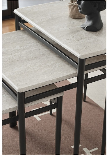 Diva Serisi 1. Sınıf Mebran Mdf 3 Lü Zigon Sehpa Takımı Siyah