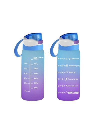 Herevin 161646-160 Su Şişesi - Motivasyon Su Matarası Suluk Mavi