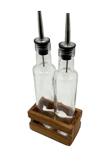 Ahşap Doğal 2li Yağdanlık Ve Sosluk Ahşap Cam Set Takımı Set Kiraz 1 Set Ahşap