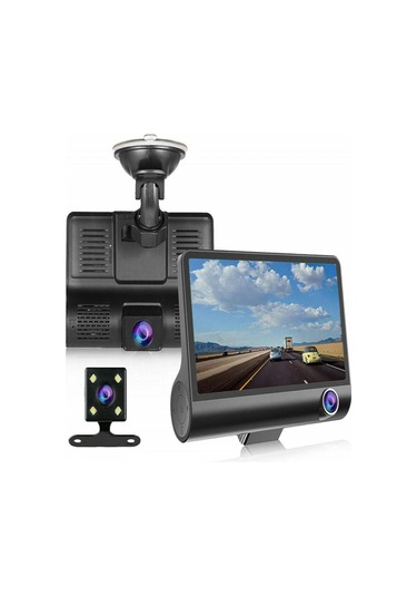 Vkemall Webcam Full Hd Ön Arka Ve İç Üç Lensli Araç Gösterge Paneli Kamerası - Depola Siyah