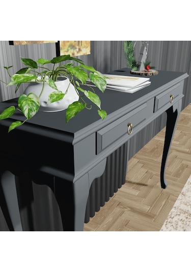 Roys Ahşap 100 Cm Antrasit Gri Çekmeceli Petek Üstü Yüksek  Dresua Gri