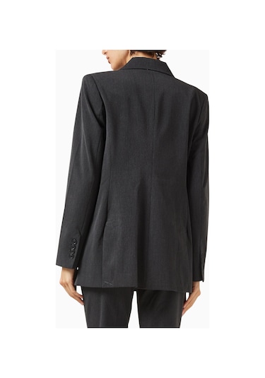 Good American Oversize Çift Düğmeli Blazer, Modern Güç - Şık Kadın Ceket Koyu Gri