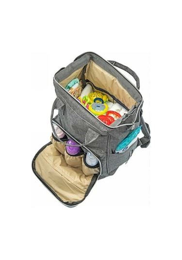 Anne Bebek Bakım Sırt Çantası Gri Termos Bölmeli Gri