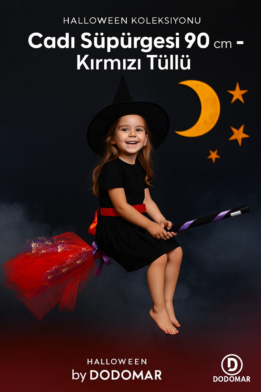 Halloween Cadı Süpürgesi Tüllü Kırmızı Diğer