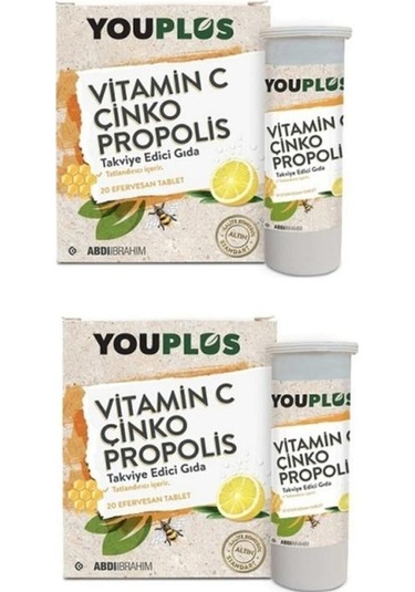Youplus Vitamin C Çinko Propolis 20 Efervesan Tablet 2'li Paket