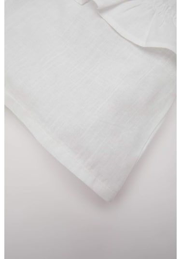 DeFacto Kız Bebek Bisiklet Yaka Flamlı Poplin Kısa Kollu Bluz E2849A525SMWT32 Beyaz DeFacto Kız Bebek Bisiklet Yaka Flamlı Poplin Kısa Kollu Bluz E2849A525SMWT32 Beyaz