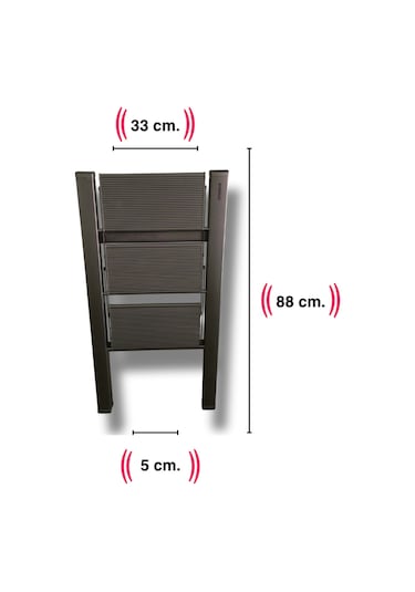 Endokon Katlanır Şık Merdiven Antrasit 3 Basamaklı - Alüminyum - Ev - Ofis Merdiveni