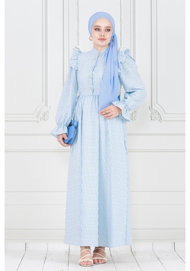 Pötükare Fırfır Detaylı Eda Elbise-bebe Mavi-3987-bebe Mavi Bebek Mavisi