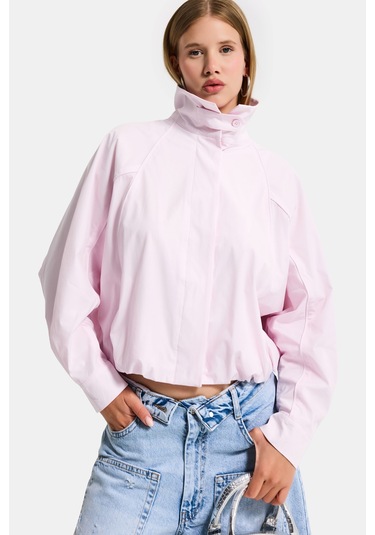 Itsbasic Kadın Pembe Renk W5 Oversize Özel Organik Kumaş Tasarım Gömlek Ceket