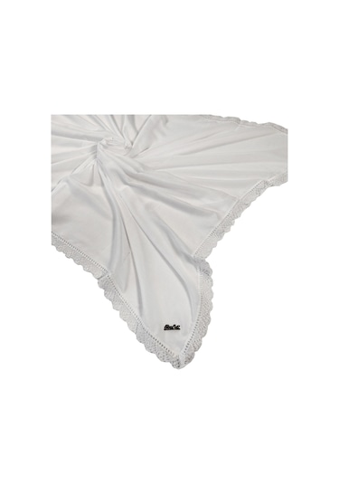 Mim Eşarp - Enba Pamuklu İğne Oyalı Namaz Ve Mevlüt Örtüsü 110x110 Cm - Beyaz, 110x110 Cm