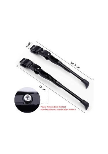Pazly 1pc Ayarlanabilir Bisiklet Yan Kickstand Kiti, Yol Ve Dağ Bisikleti İçin, Alüminyum Alaşım, Siyah, Uzunluk 34.5-40cm, 24-27 Tekerlek Siyah