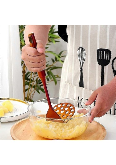 Yapışmaz, Sağlam Ve Dayanıklı Bütün Şekilli Gıda Ezici El Mutfak Yardımcısı İçin Paslanmaz Çelik Patates Ezici, 1 Adet Phantom Kırmızı