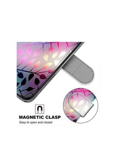 Oppo A5 2020 Boyalı Kapaklı Manyetik Kapatma Vitray Kılıf Çok Renkli