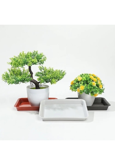 Black-22cmx15cm-1 Adet Plastik Dikdörtgen Dayanıklı Saksı Damlama Tepsileri Plastik Tepsi Tabakları Bitki Tabağı Kapalı Açık