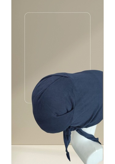 Lacivert Dikişsiz Arkadan Bağlamalı %100 Pamuk Bone Lacivert